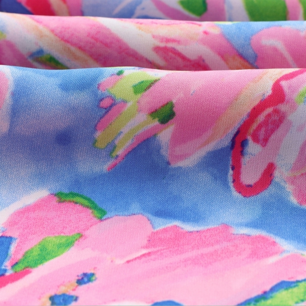 Palm Beach Floral Smock Sleeveless Wide Leg One Piece Pocket Pant Jumpsuit Pink - Picture 9 of 12